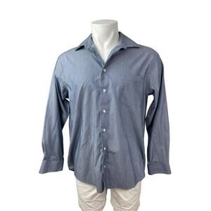 Kenneth Cole Reaction Men's Blue Striped Long Sleeve Button Up Dress Shirt Top L